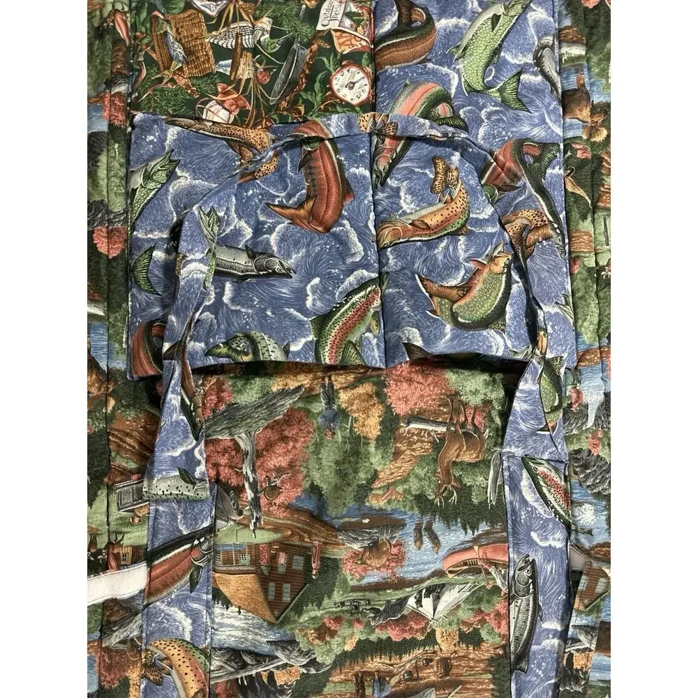 Vintage Fishing Duck Picnic Blanket Convertible Tote Bag Trout Cabin 41x65